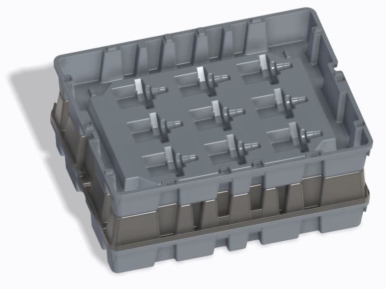 Contenitore plastico per componenti auto